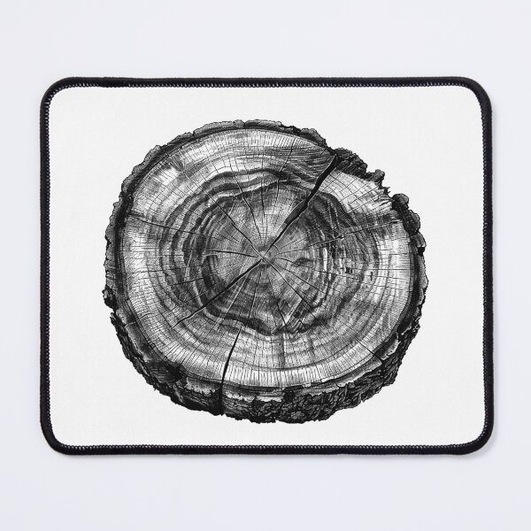Item preview, Tree Rings Cross-Section – Black and White Nature Illustration designed and sold by inkoutninja.
