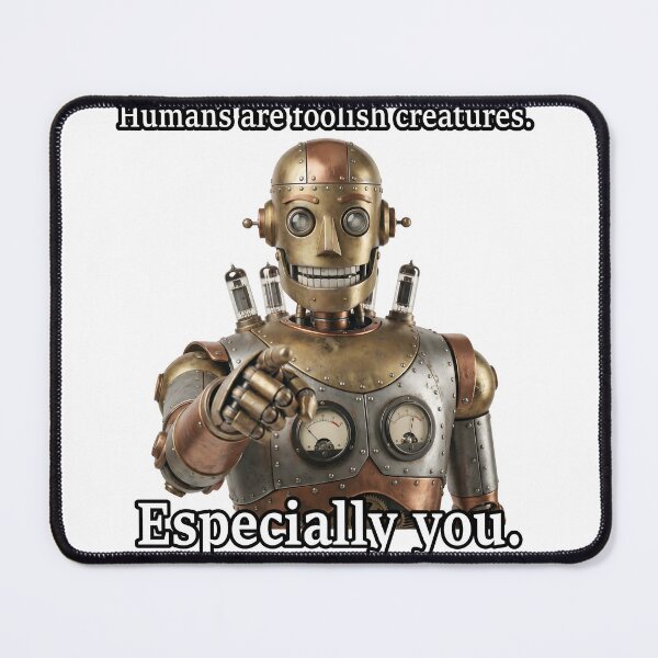 Item preview, Sarcastic Robot Pointing Finger - "Humans are Foolish" (Funny Meme) designed and sold by tempura-empire.