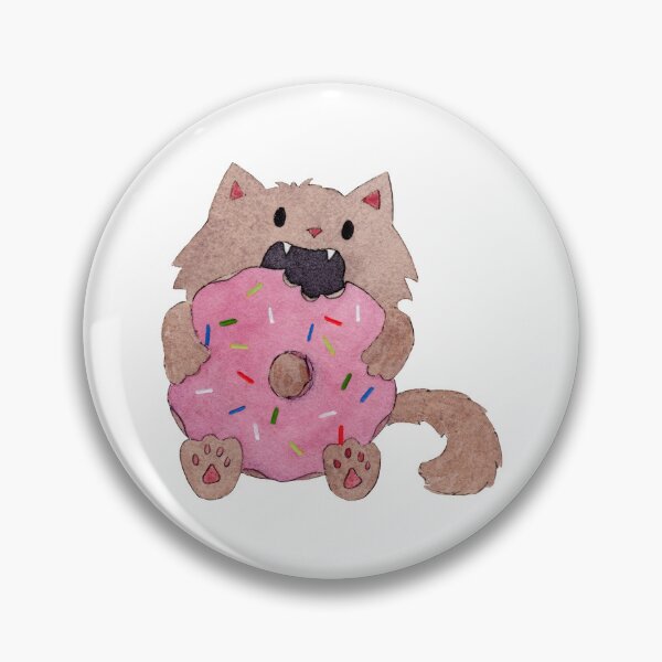 Item preview, Small Cat Eating a Very Large Donut in Watercolor and Ink Pen designed and sold by srsig designs.