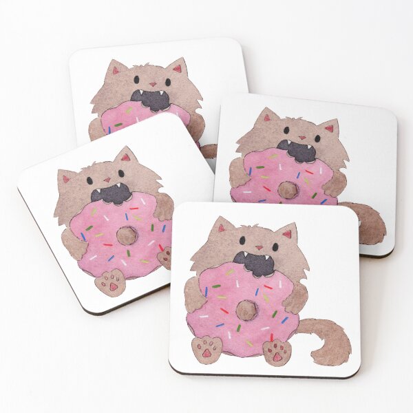 Item preview, Small Cat Eating a Very Large Donut in Watercolor and Ink Pen designed and sold by srsig designs.