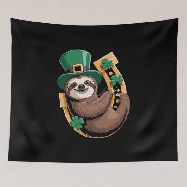 Item preview, Sloth Napping on Leprechaun Horseshoe St. Patrick's Day designed and sold by FaithAbbott.