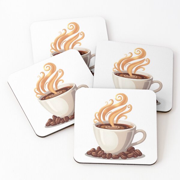Item preview, Warm Steaming Coffee Cup Illustration with Coffee Beans – Cozy Cafe Icon Design designed and sold by StickerNexa.
