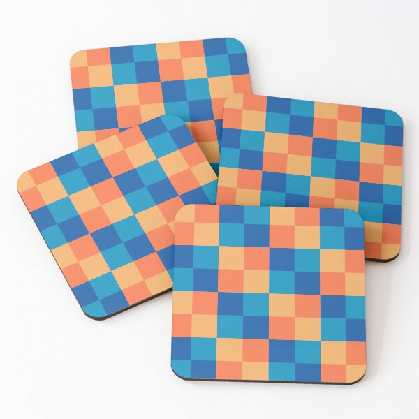 Item preview, Orange and Teal Checkers - Dopamine Checkers designed and sold by FoxfireAndCo.