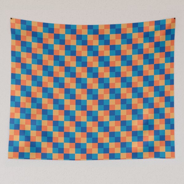 Item preview, Orange and Teal Checkers - Dopamine Checkers designed and sold by FoxfireAndCo.