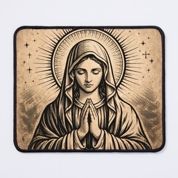 Item preview, Virgin Mary Catholic Religious Art – Vintage Engraving Style Illustration designed and sold by StickersArcoiris.