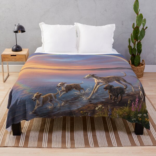 Item preview, Graceful Greyhound Family at Rainbow Sunset Lake designed and sold by PetMemorialArt.