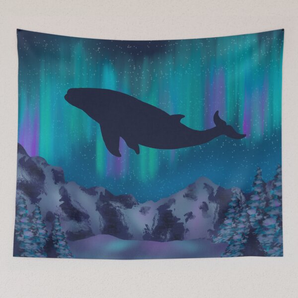 Item preview, Cosmic Voyage: Lone Whale Under the Aurora Borealis designed and sold by Cosmic Cats Studio.