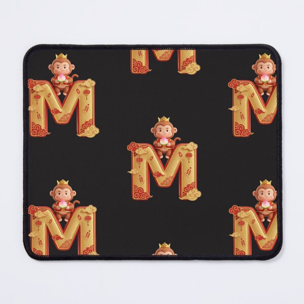 Item preview, Monkey King with Peach on Letter M – Lunar New Year Blessings designed and sold by kunsuriyapaisan Paranee.