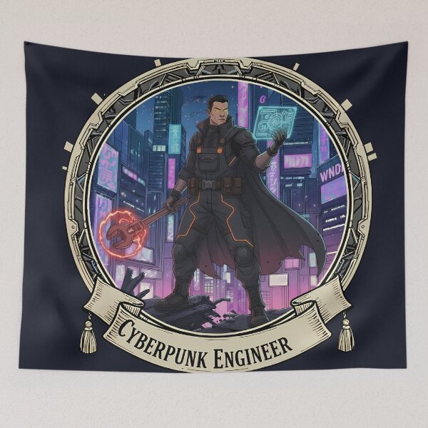 Item preview, Cyberpunk Engineer Tech Emblem designed and sold by Ekracreatives.