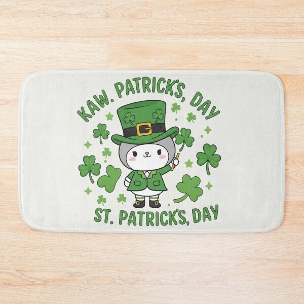 Item preview, Adorable Kawaii Leprechaun Cat Lucky Shamrocks St. Patrick's Day designed and sold by arup7980.