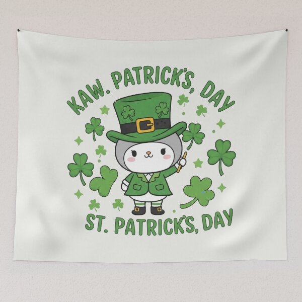 Item preview, Adorable Kawaii Leprechaun Cat Lucky Shamrocks St. Patrick's Day designed and sold by arup7980.