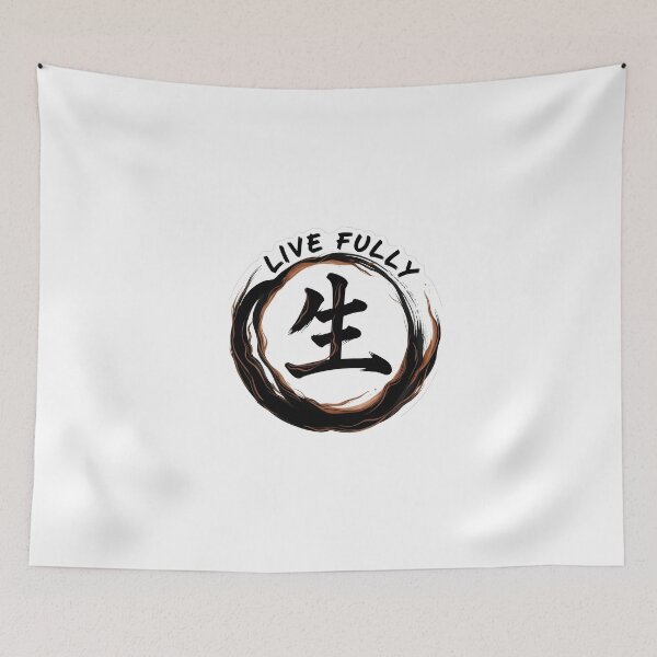 Item preview, Live Fully Sticker Sumi-e Ukiyo-e Watersplash ink Art designed and sold by blacksealstudio.