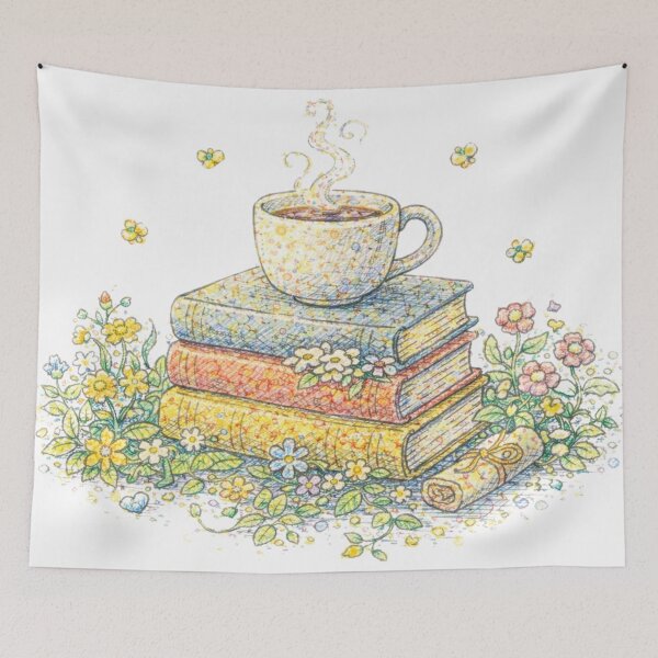 Item preview, Tea, Books, and Flowers - The Coziest Combo designed and sold by thecrayawnbox-.