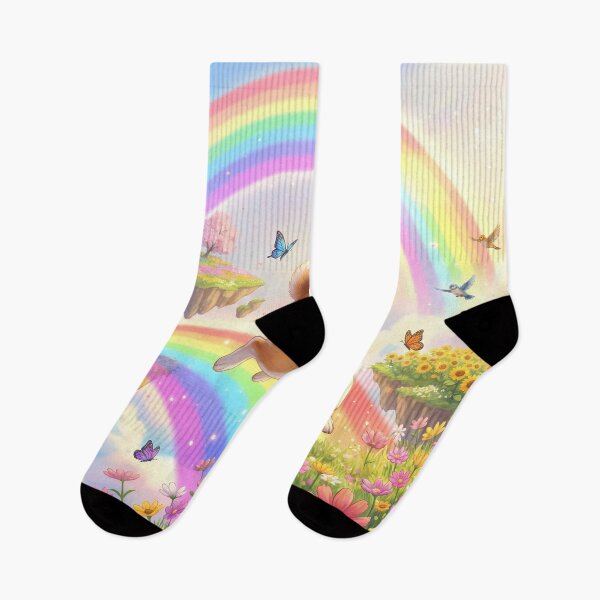 Item preview, Akita Inu Leaping Over Rainbow Floral Islands designed and sold by PetMemorialArt.