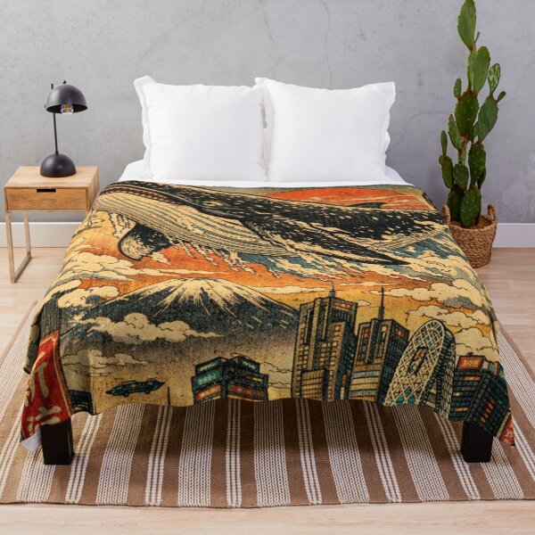 Item preview, Flying Whale over Cyberpunk Tokyo – Japanese Art designed and sold by Mauswohn.