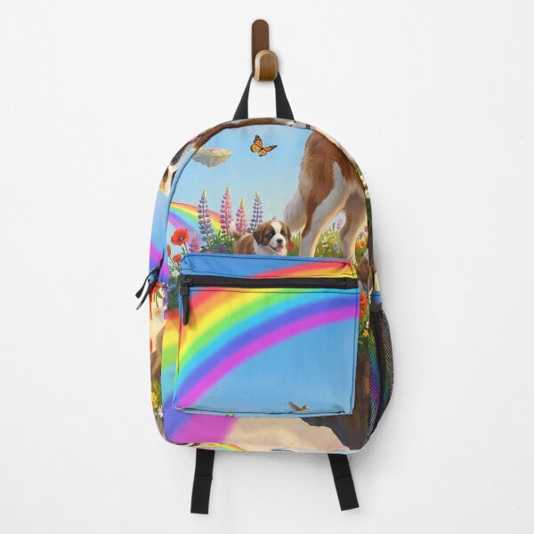 Item preview, Saint Bernard Family on Rainbow Floral Island designed and sold by PetMemorialArt.