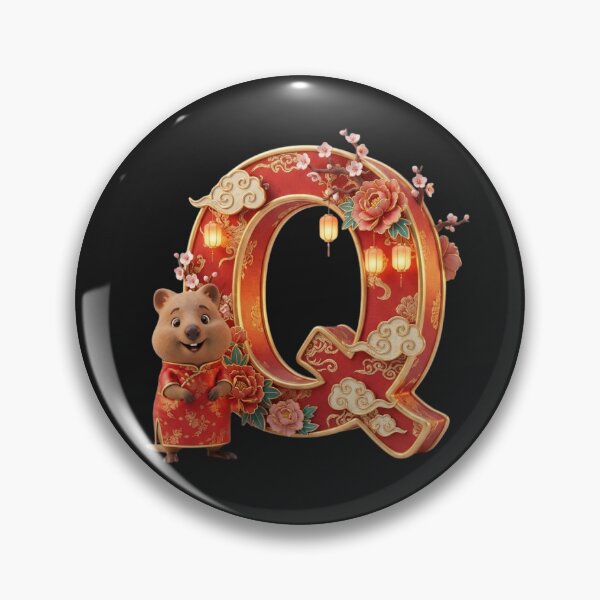 Item preview, Festive Bear with Blossoms on Letter Q – Lunar New Year Delight designed and sold by kunsuriyapaisan Paranee.