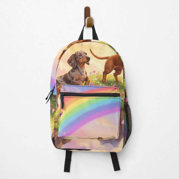 Item preview, Miniature Dachshunds in Rainbow Floral Paradise designed and sold by PetMemorialArt.