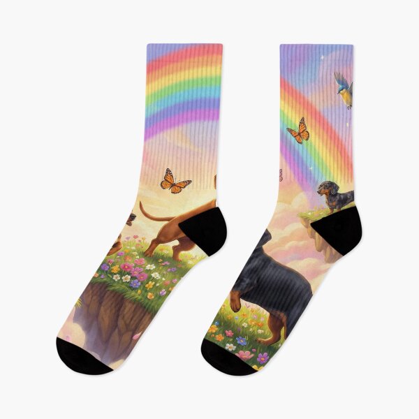 Item preview, Miniature Dachshunds in Rainbow Floral Paradise designed and sold by PetMemorialArt.