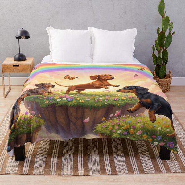 Item preview, Miniature Dachshunds in Rainbow Floral Paradise designed and sold by PetMemorialArt.