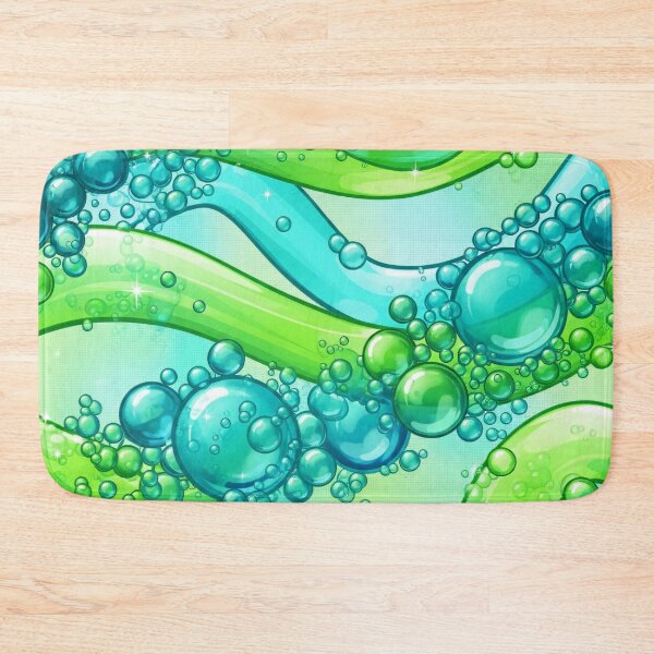 Aperçu de l'œuvre Vagues de bulles Aqua Lime créée et vendue par Kaleidoscope Print.