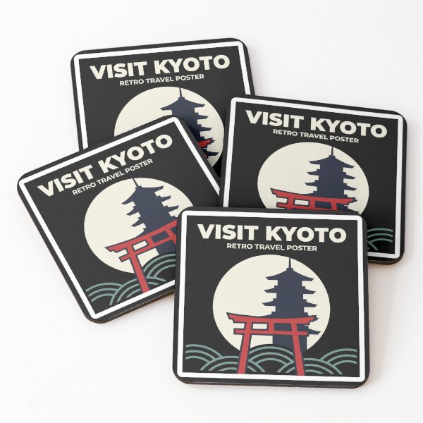 Item preview, Visit Kyoto – Retro Japan Travel Poster Sticker (Torii & Pagoda) designed and sold by RetroJapanCo.