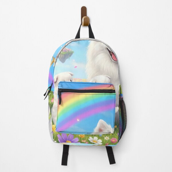 Item preview, Joyful Japanese Spitz Family in Rainbow Paradise designed and sold by PetMemorialArt.