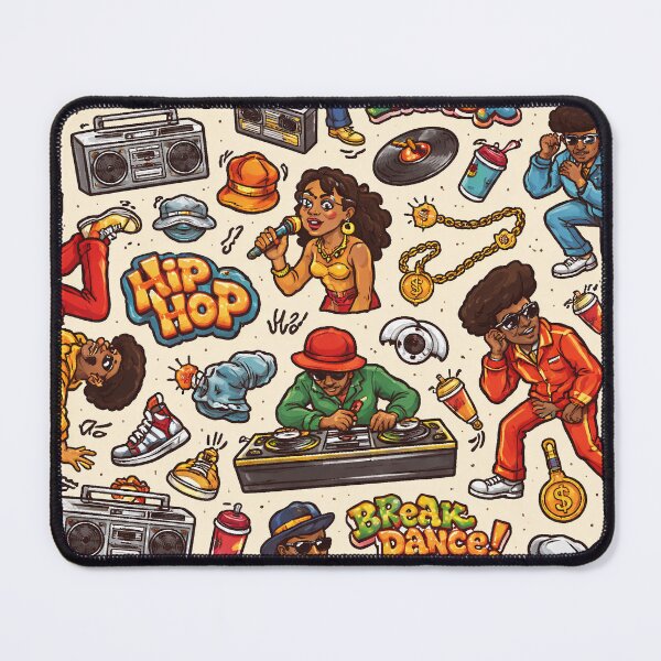 Item preview, Hip Hop Don't STOP: Hip Hop Cartoon Pattern Colorato – Street Culture Urban Seamless Design designed and sold by Arte Cartoon From TagTeam Group.