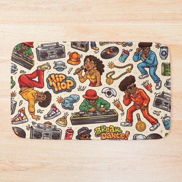 Item preview, Hip Hop Don't STOP: Hip Hop Cartoon Pattern Colorato – Street Culture Urban Seamless Design designed and sold by Arte Cartoon From TagTeam Group.