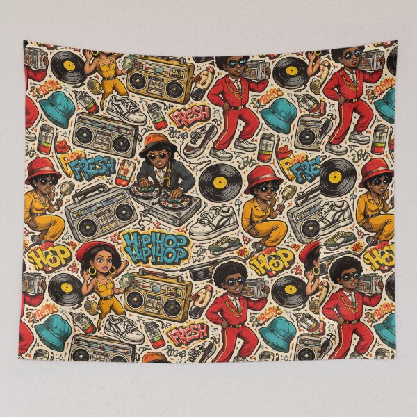 Item preview, GREAT VIBES HIP HOP: Hip Hop Cartoon Pattern Colorato – Street Culture Urban Seamless Design designed and sold by Arte Cartoon From TagTeam Group.