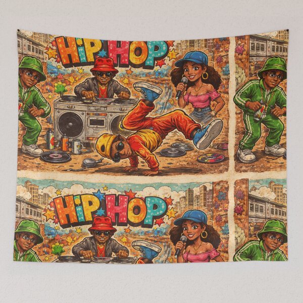 Item preview, love the GREAT VIBES HIP HOP: Hip Hop Cartoon Pattern Colorato – Street Culture Urban Seamless Design designed and sold by Arte Cartoon From TagTeam Group.