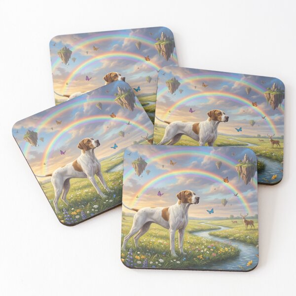 Item preview, English Pointer in Dreamy Rainbow Paradise designed and sold by PetMemorialArt.