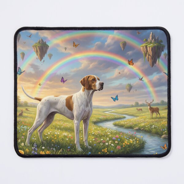 Item preview, English Pointer in Dreamy Rainbow Paradise designed and sold by PetMemorialArt.