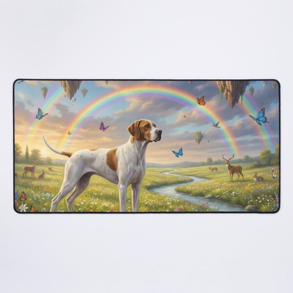 Item preview, English Pointer in Dreamy Rainbow Paradise designed and sold by PetMemorialArt.