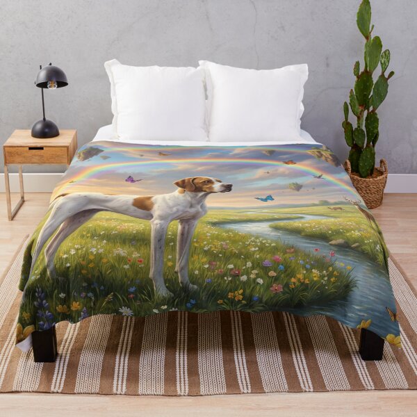 Item preview, English Pointer in Dreamy Rainbow Paradise designed and sold by PetMemorialArt.