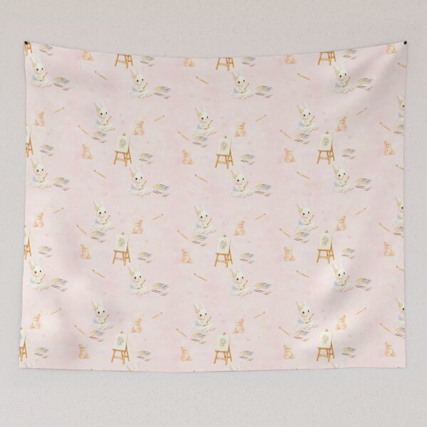Item preview, Cute Bunny Artist Pastel Nursery Pattern  designed and sold by ClamberryStudio.