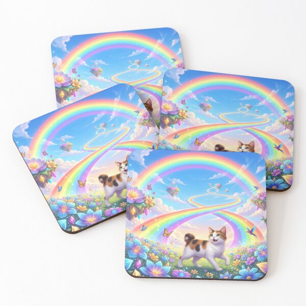 Item preview, Joyful Japanese Bobtail in Rainbow Floral Paradise designed and sold by PetMemorialArt.