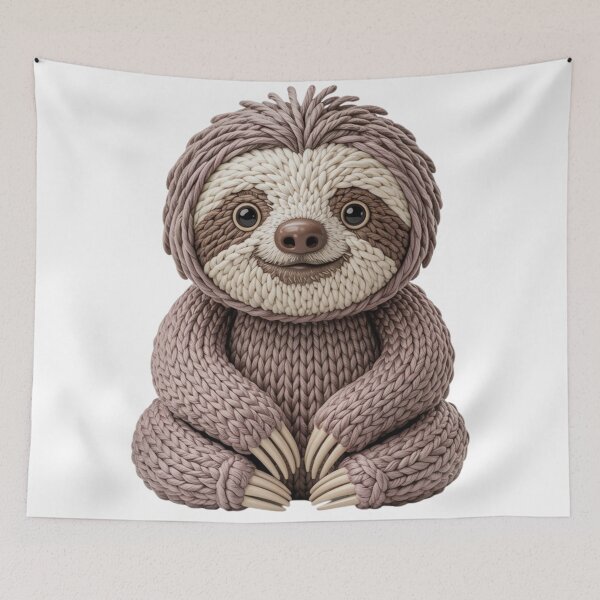 Item preview, Cute Knitted Sloth Sticker | Cozy Yarn Sloth Plush Aesthetic Animal Art designed and sold by SoftLoopStudio.