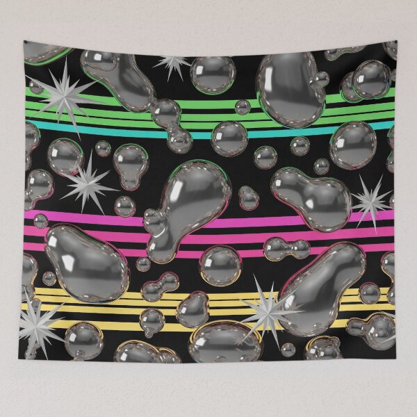 Item preview, Chrome Bubble Neon Stripes designed and sold by Kaleidoscope Print.