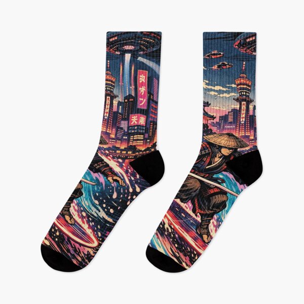 Item preview, Surfing Samurai – Retro Cyberpunk Japanese Wave Design designed and sold by Mauswohn.
