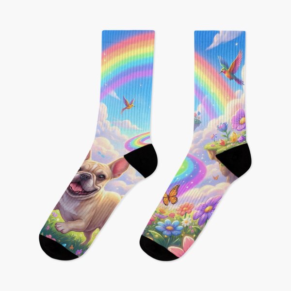 Item preview, Happy French Bulldog in Rainbow Floral Paradise designed and sold by PetMemorialArt.