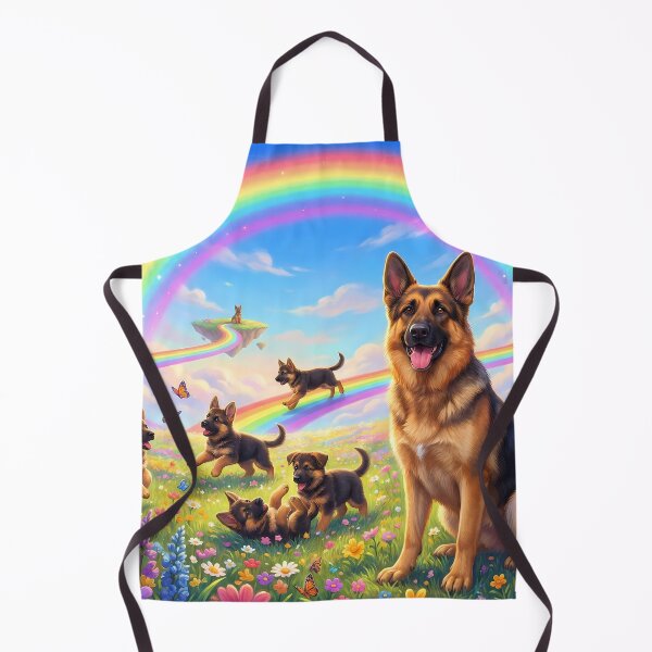 Item preview, German Shepherd in Rainbow Paradise with Playing Puppies designed and sold by PetMemorialArt.
