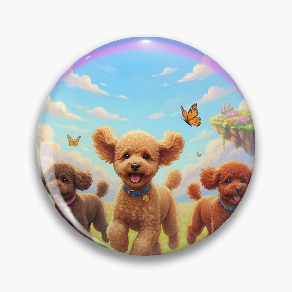 Item preview, Joyful Miniature Poodles Running with Friends Over Rainbow Bridge designed and sold by PetMemorialArt.