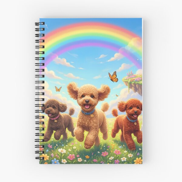 Item preview, Joyful Miniature Poodles Running with Friends Over Rainbow Bridge designed and sold by PetMemorialArt.