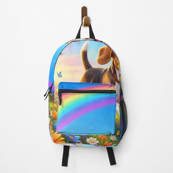 Item preview, Happy Beagle Running Over the Rainbow Bridge Paradise designed and sold by PetMemorialArt.