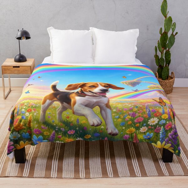 Item preview, Happy Beagle Running Over the Rainbow Bridge Paradise designed and sold by PetMemorialArt.