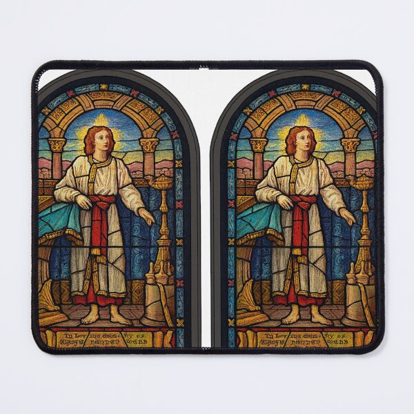 Item preview, Saintly Tribute in Stained Glass – Memorial Window Art designed and sold by LuxuryApparels.