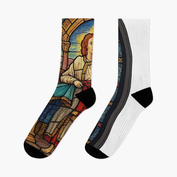 Item preview, Saintly Tribute in Stained Glass – Memorial Window Art designed and sold by LuxuryApparels.