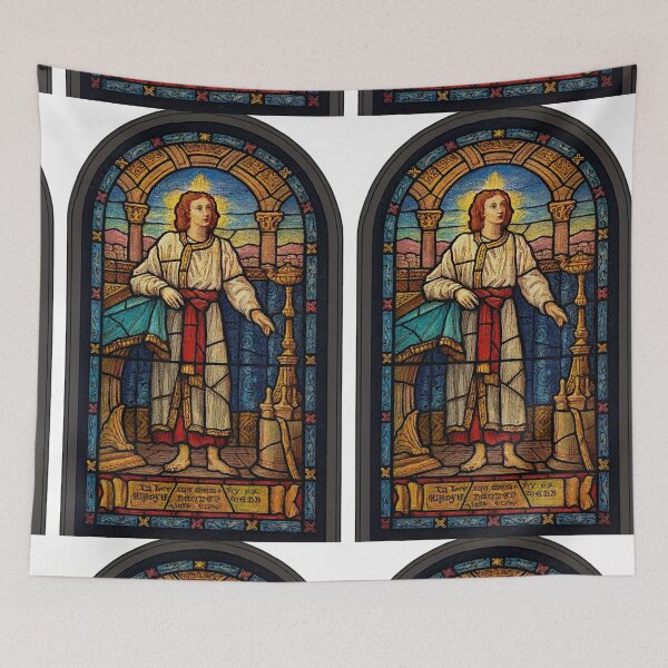 Item preview, Saintly Tribute in Stained Glass – Memorial Window Art designed and sold by LuxuryApparels.