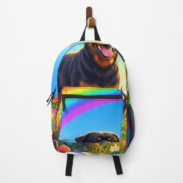 Item preview, Joyful Rottweiler Family Running in Rainbow Paradise designed and sold by PetMemorialArt.